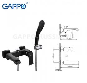 GAPPO G3250 (смеситель черный для ванны ф35)