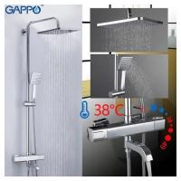 GAPPO G2491 (душевая система с верхним душем, термостатом и ручной лейкой, излив является переключателем на лейку хром)