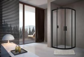 Terminus Душевой уголок слайдер Соренто 06 1000х1000х2000 четверть круга черный