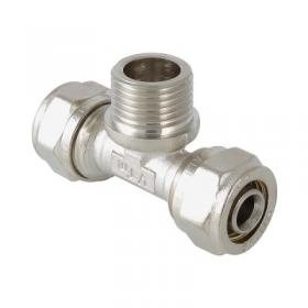 Тройник обжимной с переходом на наружную резьбу