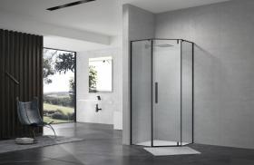 Terminus Душевой уголок распашной Альба 04 1000х1000х2200  трапеция черный